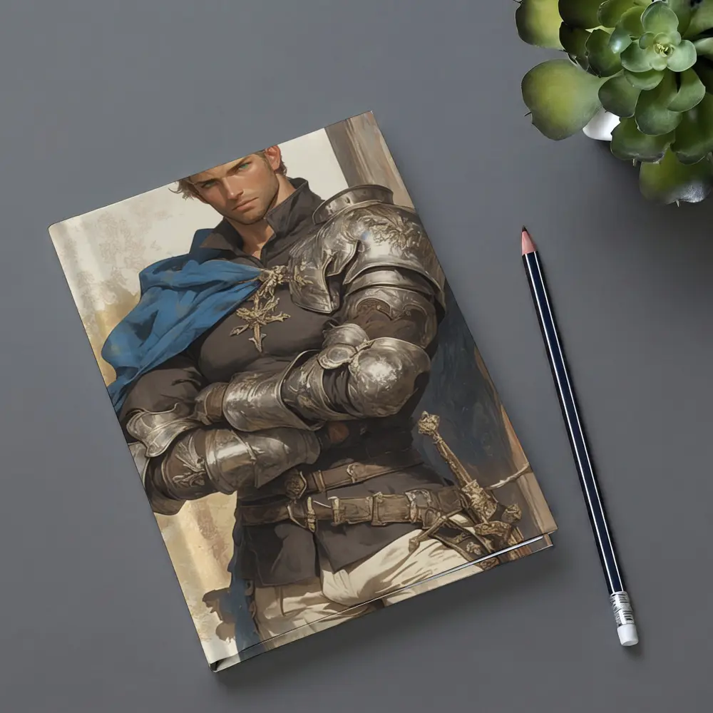 Medieval Knight Silver Armor Blue Cape Fantasy – Notebooks