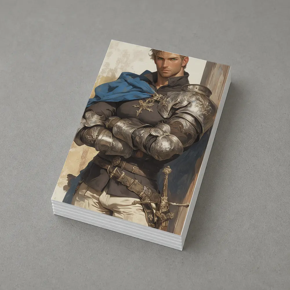 Medieval Knight Silver Armor Blue Cape Fantasy – Postcards