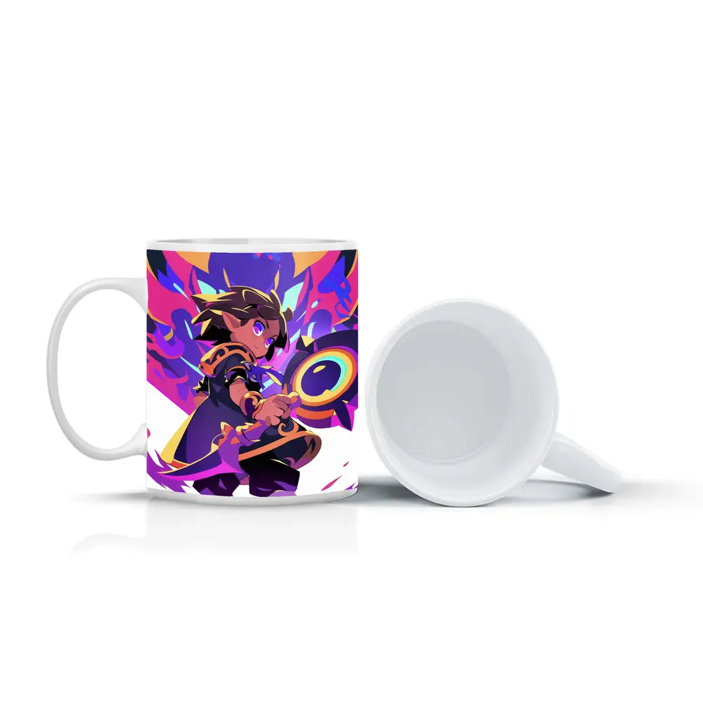 Anime Mage Child With Magic Staff Purple – Mugs