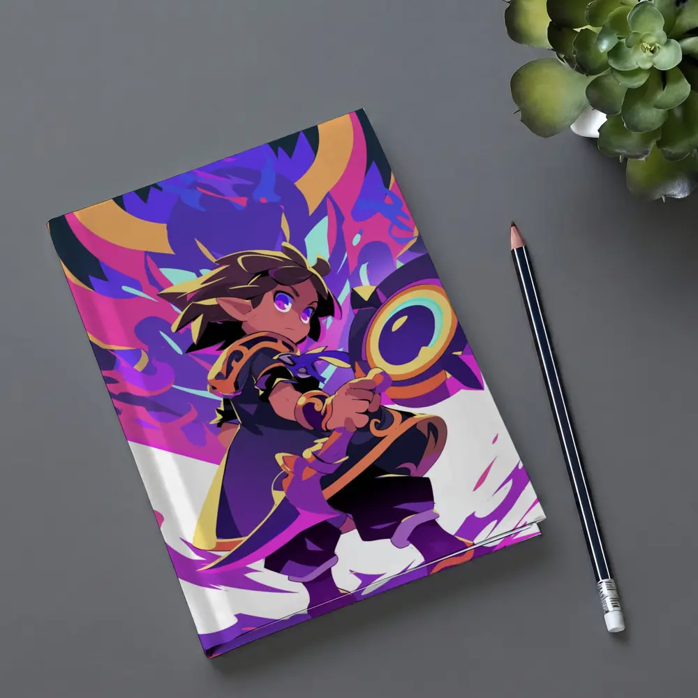 Anime Mage Child With Magic Staff Purple – Notebooks