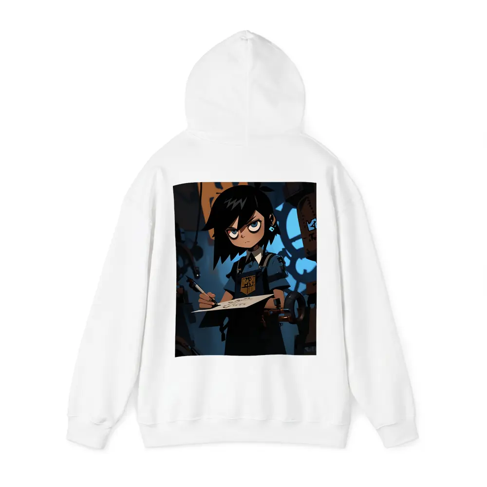 Anime Girl Writing In Dark Steampunk Workshop – Hoodies
