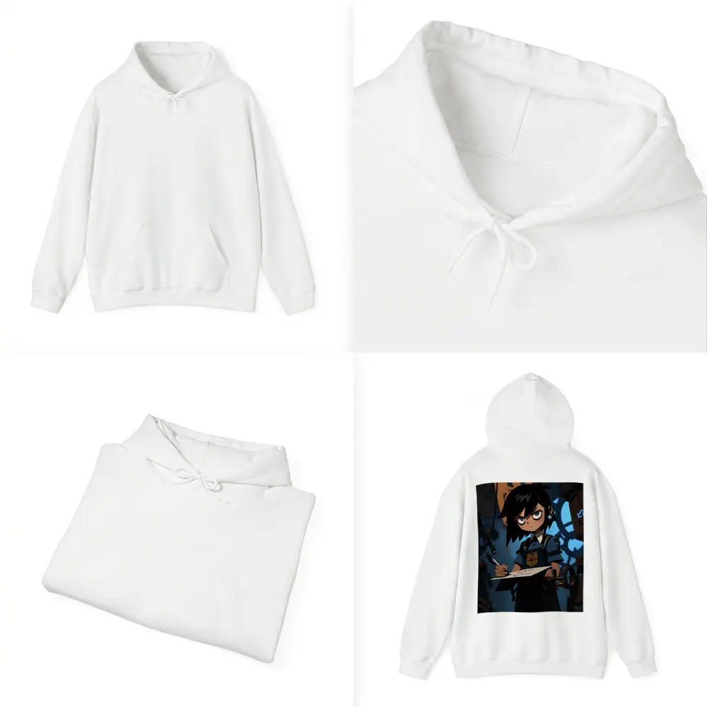 Anime Girl Writing In Dark Steampunk Workshop – Hoodies