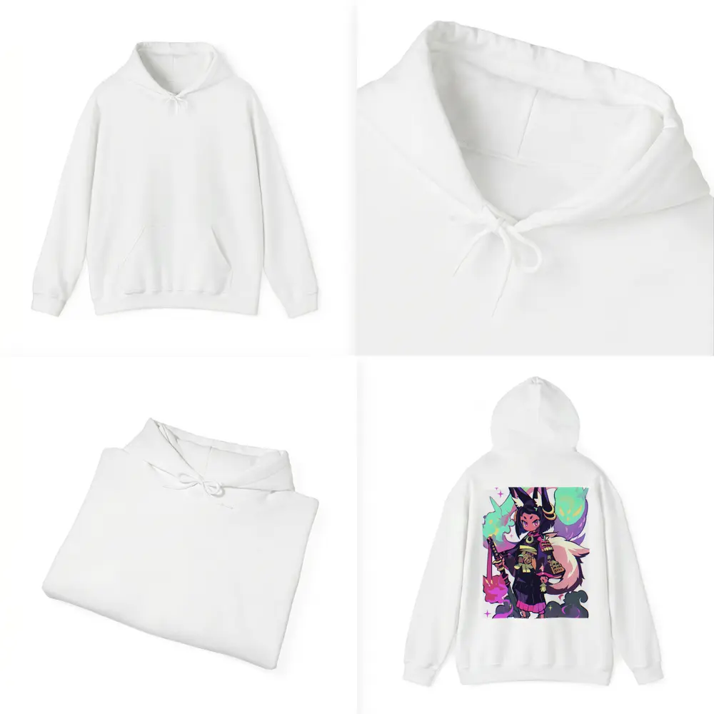 Anime Fox Girl Warrior Fantasy Art – Hoodies