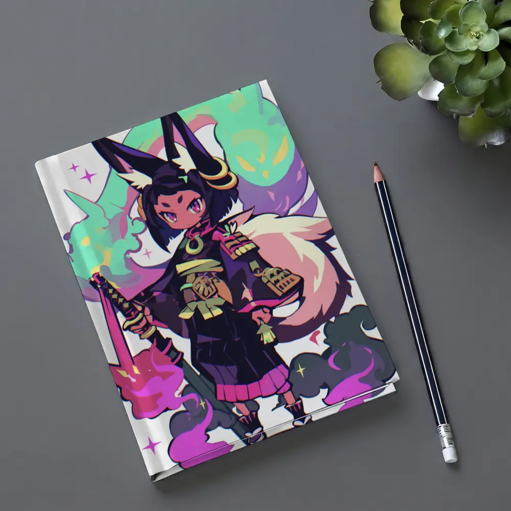 Anime Fox Girl Warrior Fantasy Art – Notebooks