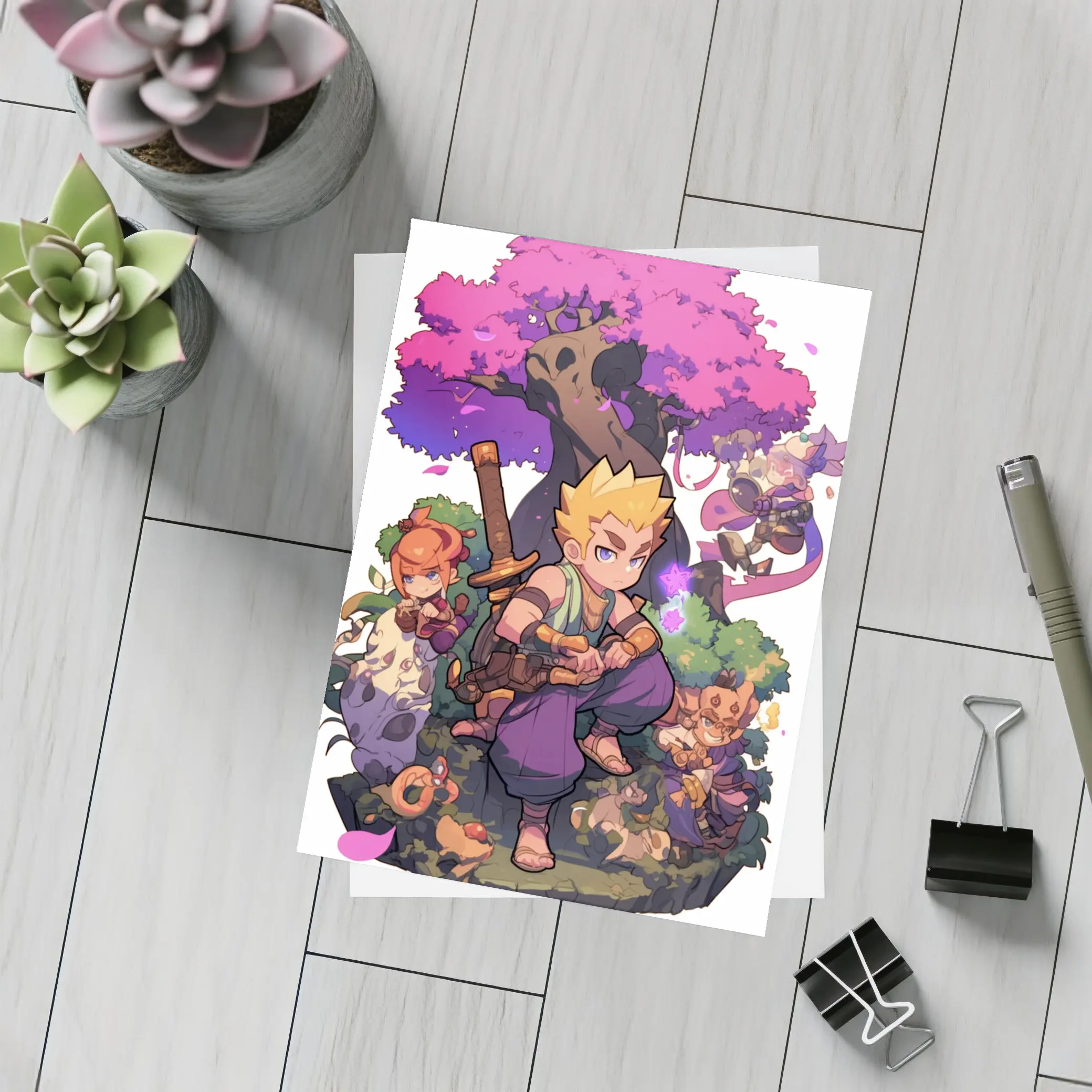 Anime Warrior Boy Fantasy Forest Adventure – Postcards
