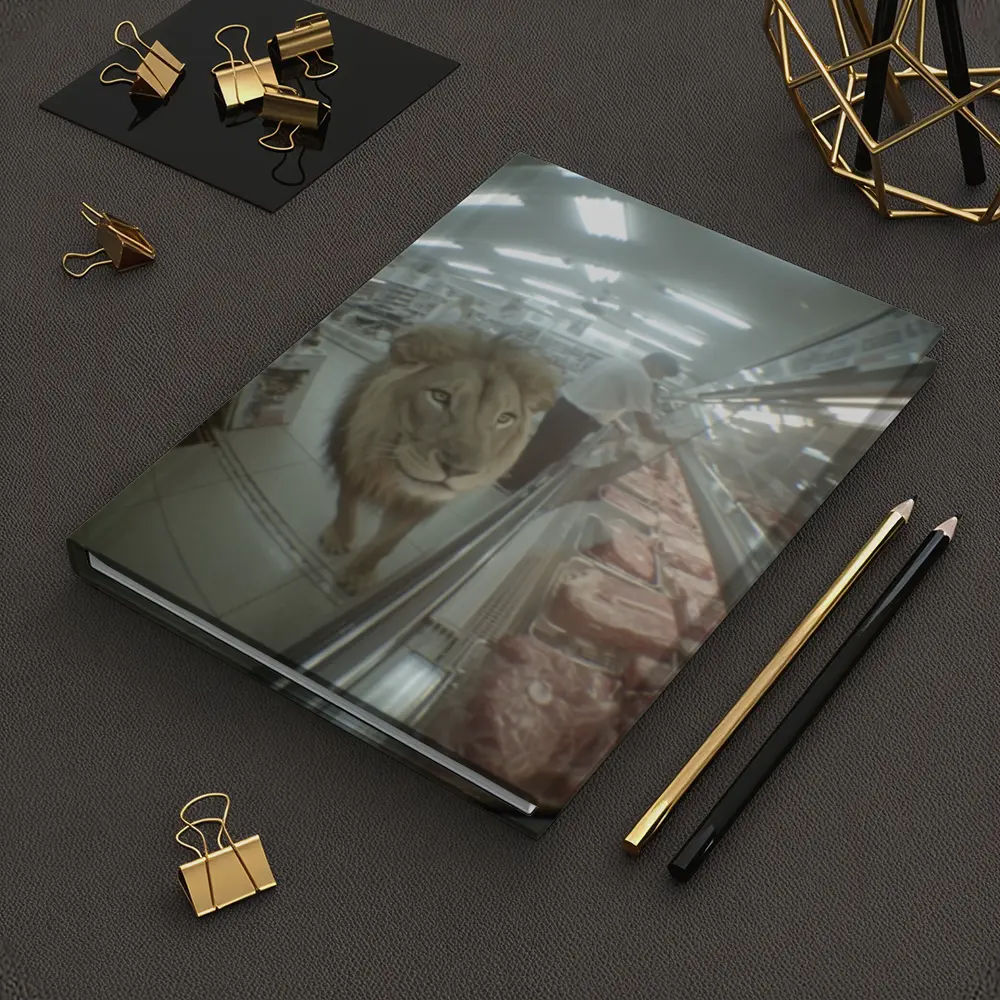 Lion Walking Through Supermarket Meat Aisle – Notebooks
