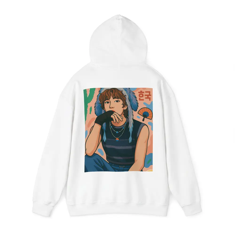 Korean Style Illustrated Girl Blue Fur Hat – Hoodies