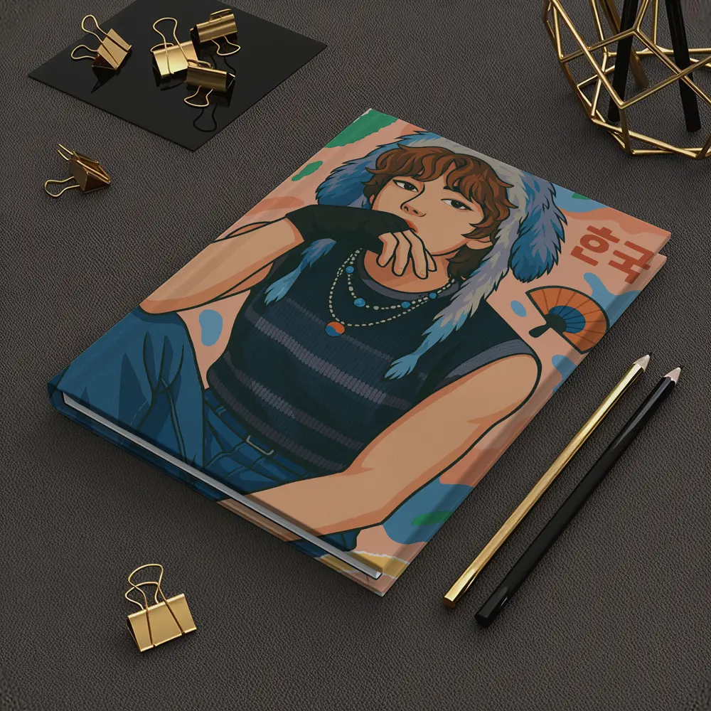 Korean Style Illustrated Girl Blue Fur Hat – Notebooks