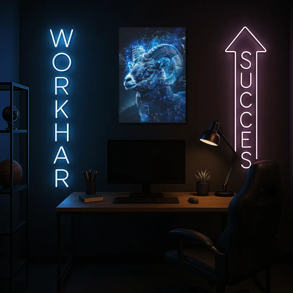Aries Ram Glowing Blue Constellation Night Sky – Wall Art
