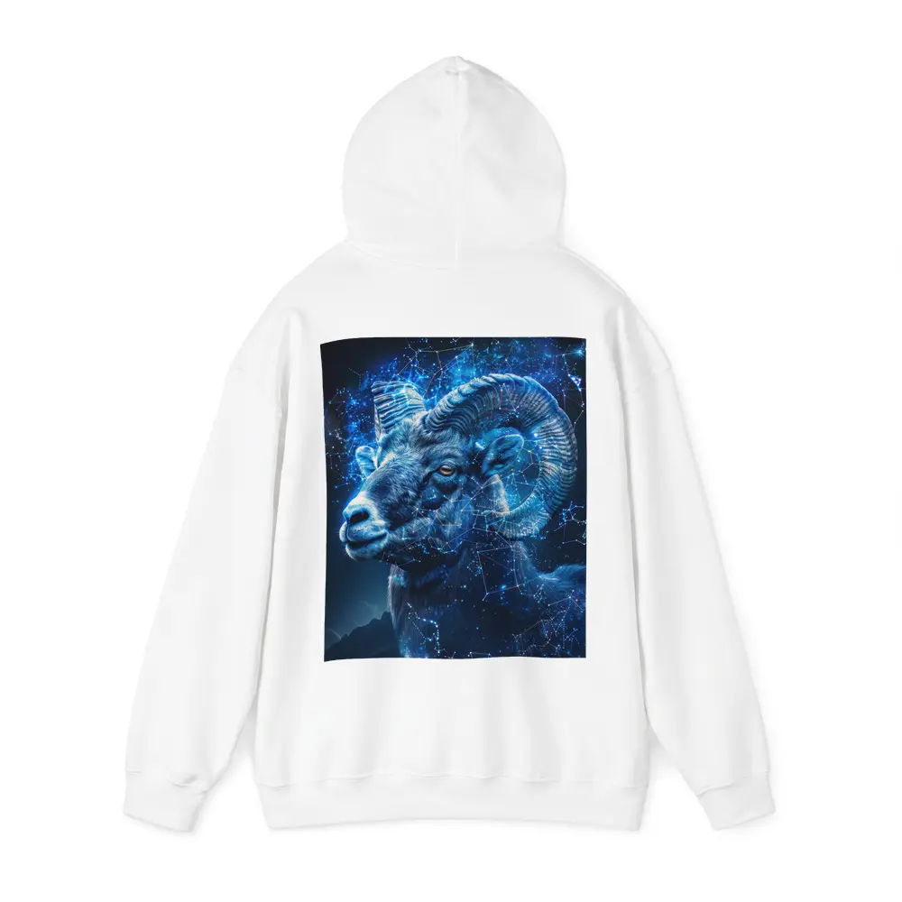 Aries Ram Glowing Blue Constellation Night Sky – Hoodies