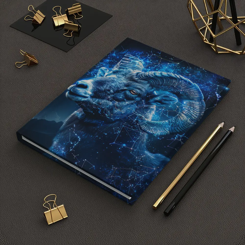 Aries Ram Glowing Blue Constellation Night Sky – Notebooks