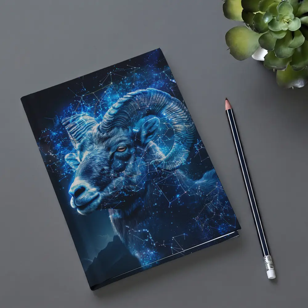 Aries Ram Glowing Blue Constellation Night Sky – Notebooks