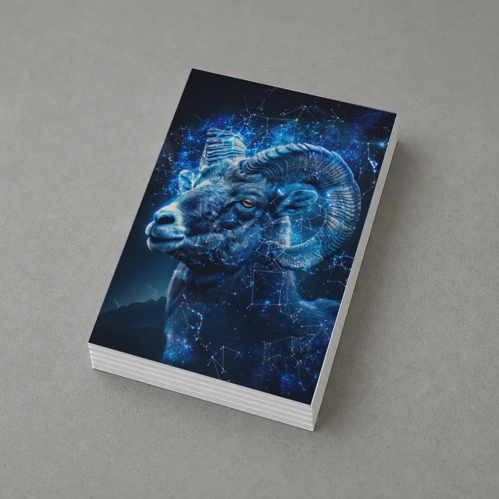 Aries Ram Glowing Blue Constellation Night Sky – Postcards