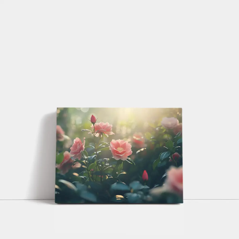 Pink Roses Garden Soft Sunlight Bokeh – Wall Art