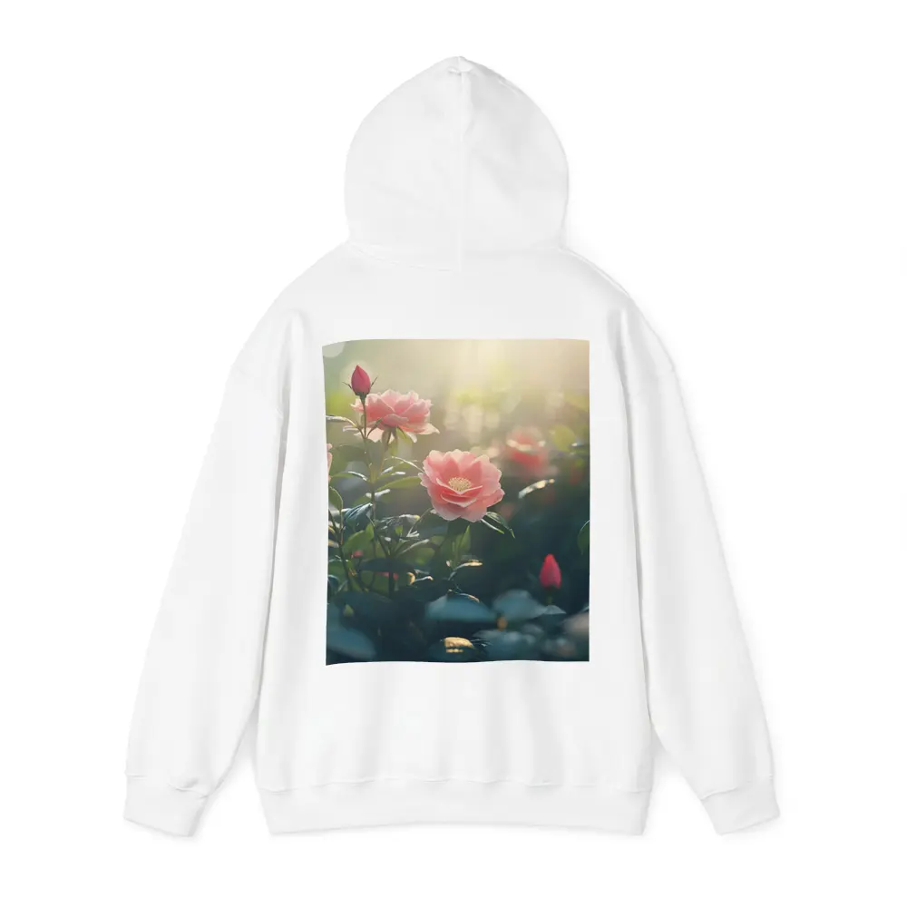 Pink Roses Garden Soft Sunlight Bokeh – Hoodies