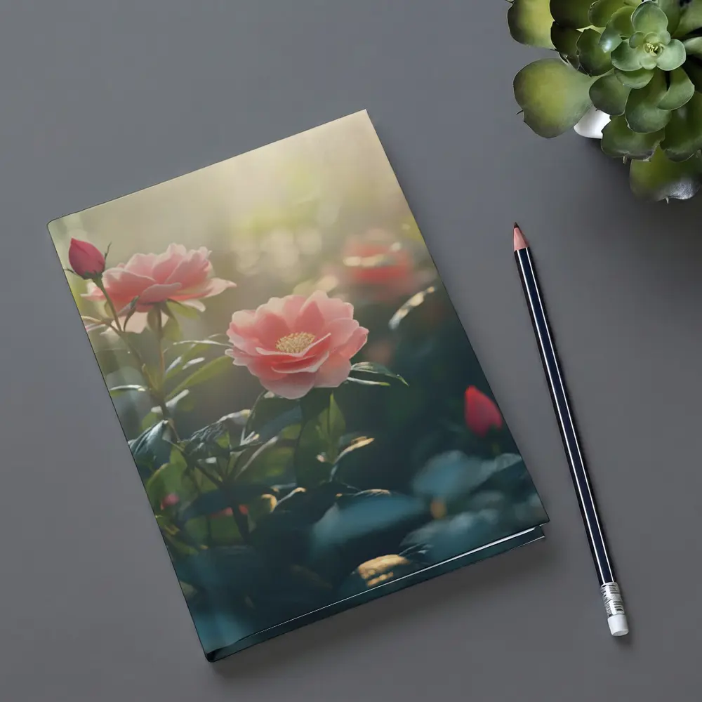 Pink Roses Garden Soft Sunlight Bokeh – Notebooks