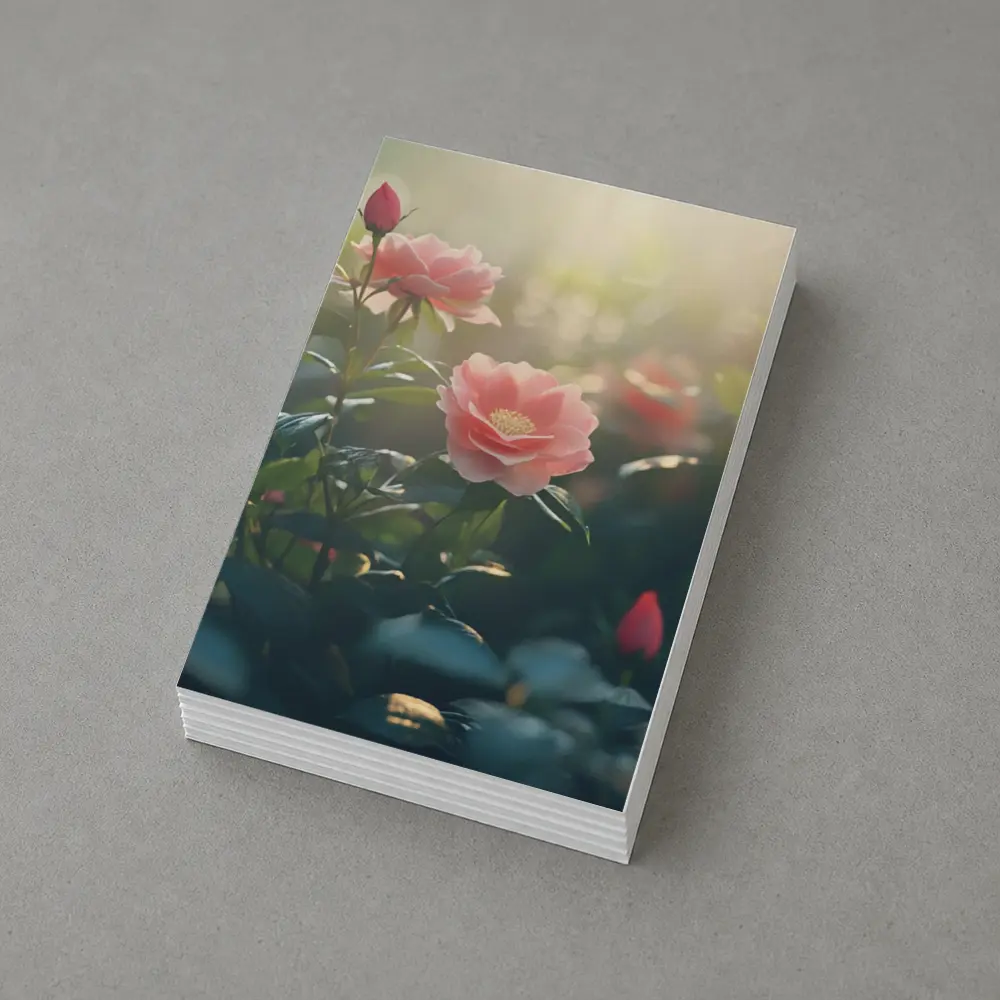 Pink Roses Garden Soft Sunlight Bokeh – Postcards