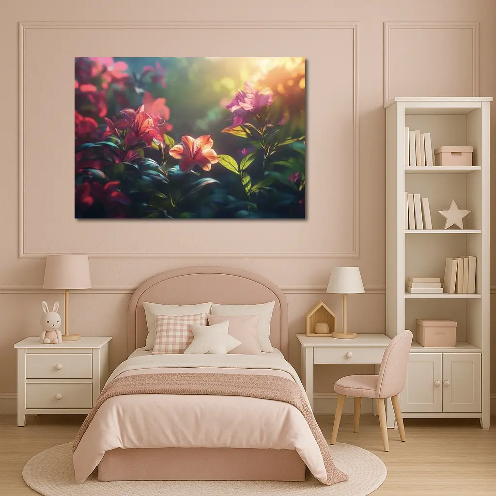 Tropical Lilies Blooming in Warm Sunlight – Wall Art