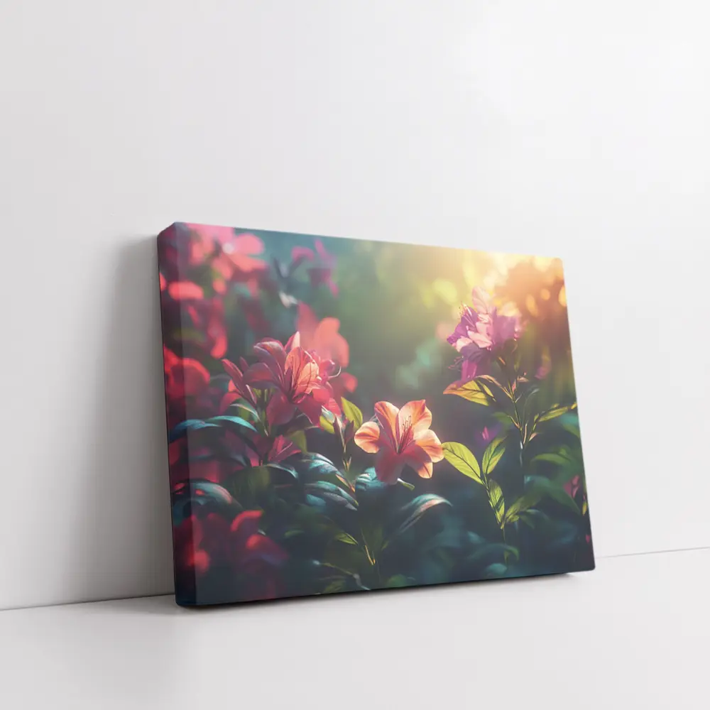 Tropical Lilies Blooming in Warm Sunlight – Wall Art