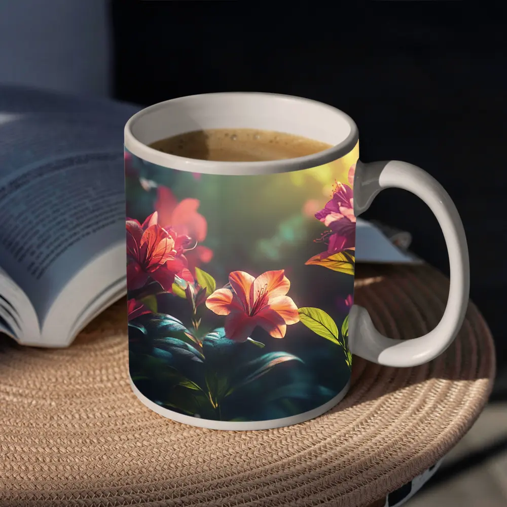 Tropical Lilies Blooming in Warm Sunlight – Mugs
