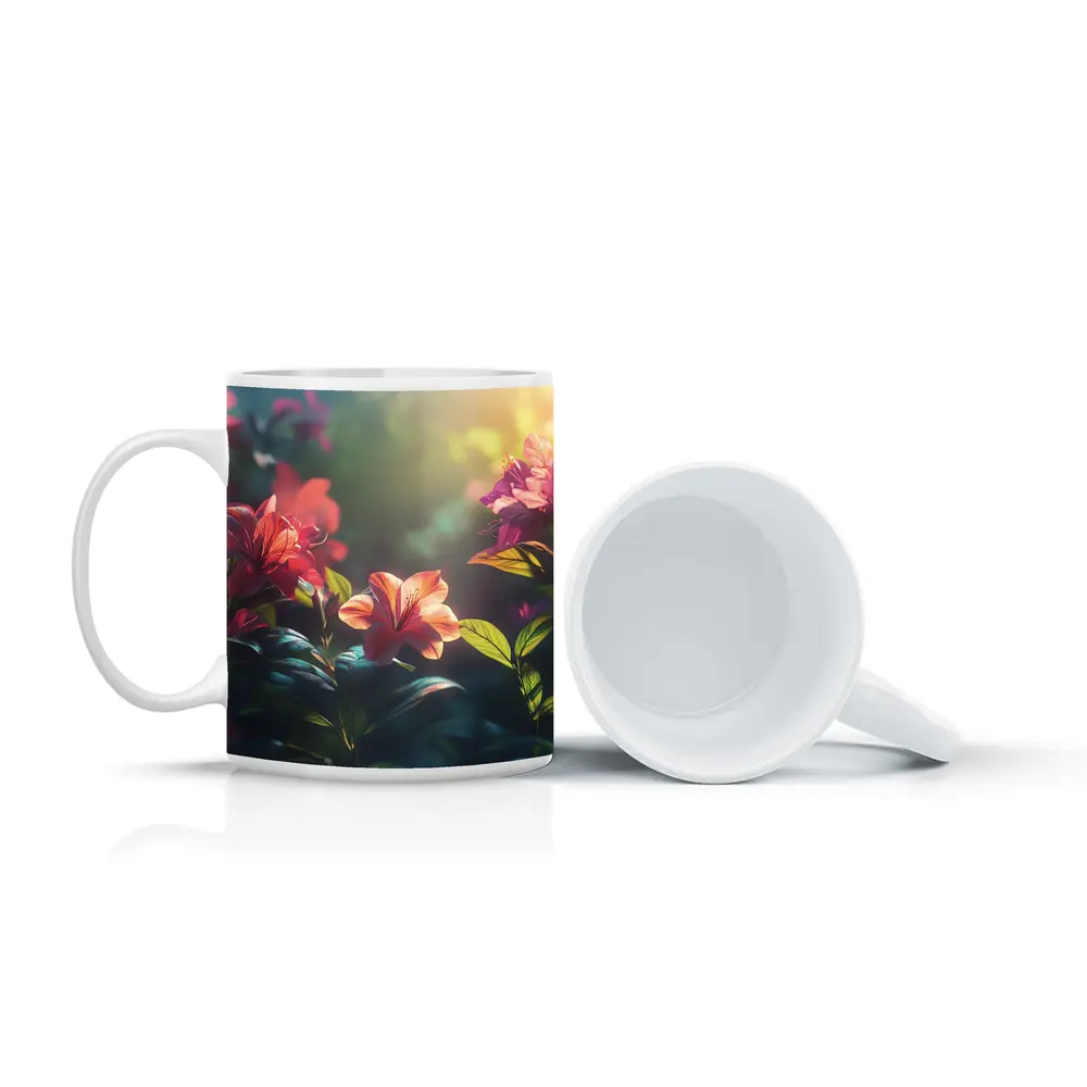 Tropical Lilies Blooming in Warm Sunlight – Mugs