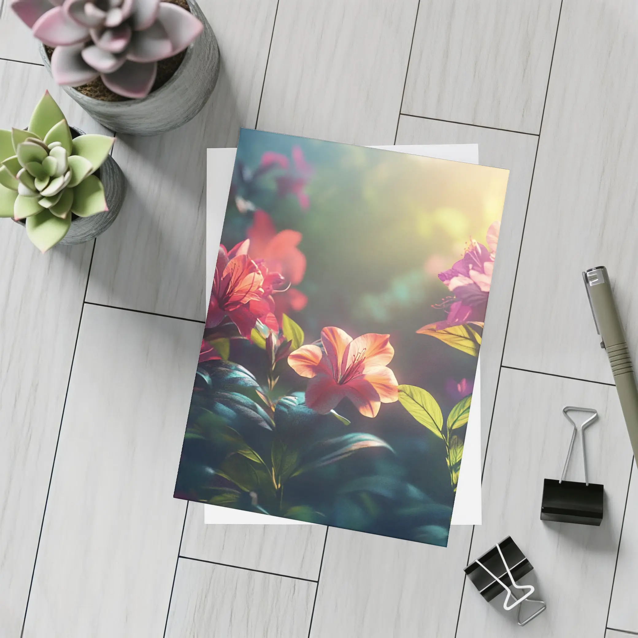 Tropical Lilies Blooming in Warm Sunlight – Postcards