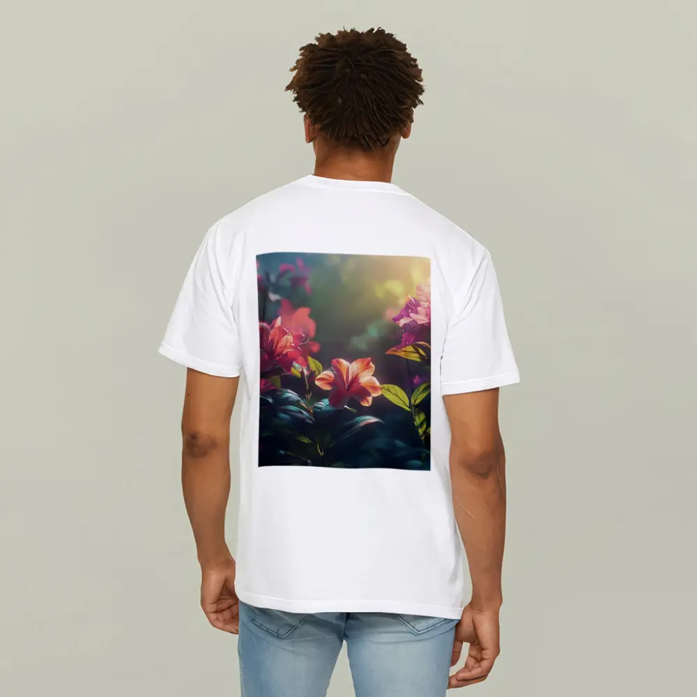 Tropical Lilies Blooming in Warm Sunlight – T-Shirts