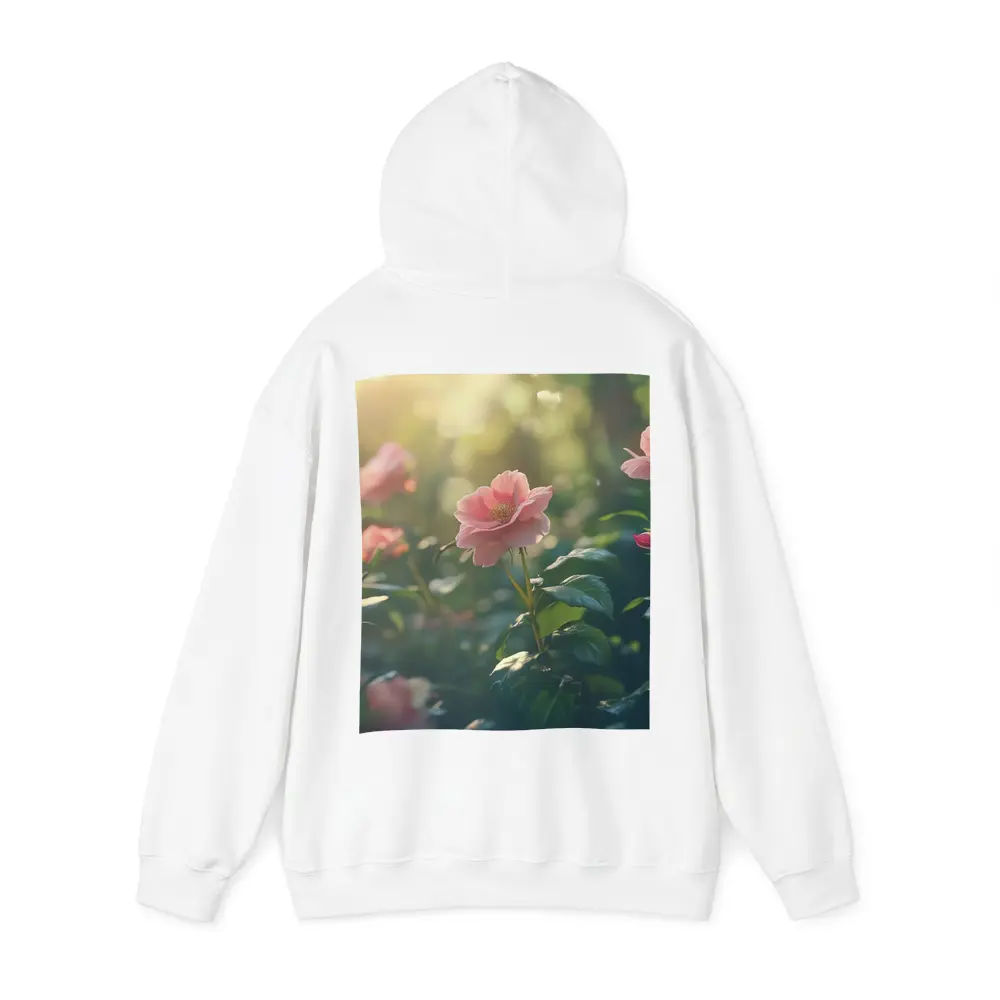 Pink Roses Garden Soft Sunlight Green Bokeh – Hoodies