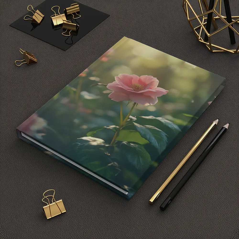 Pink Roses Garden Soft Sunlight Green Bokeh – Notebooks