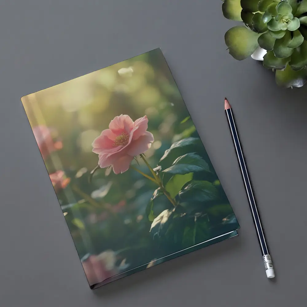 Pink Roses Garden Soft Sunlight Green Bokeh – Notebooks