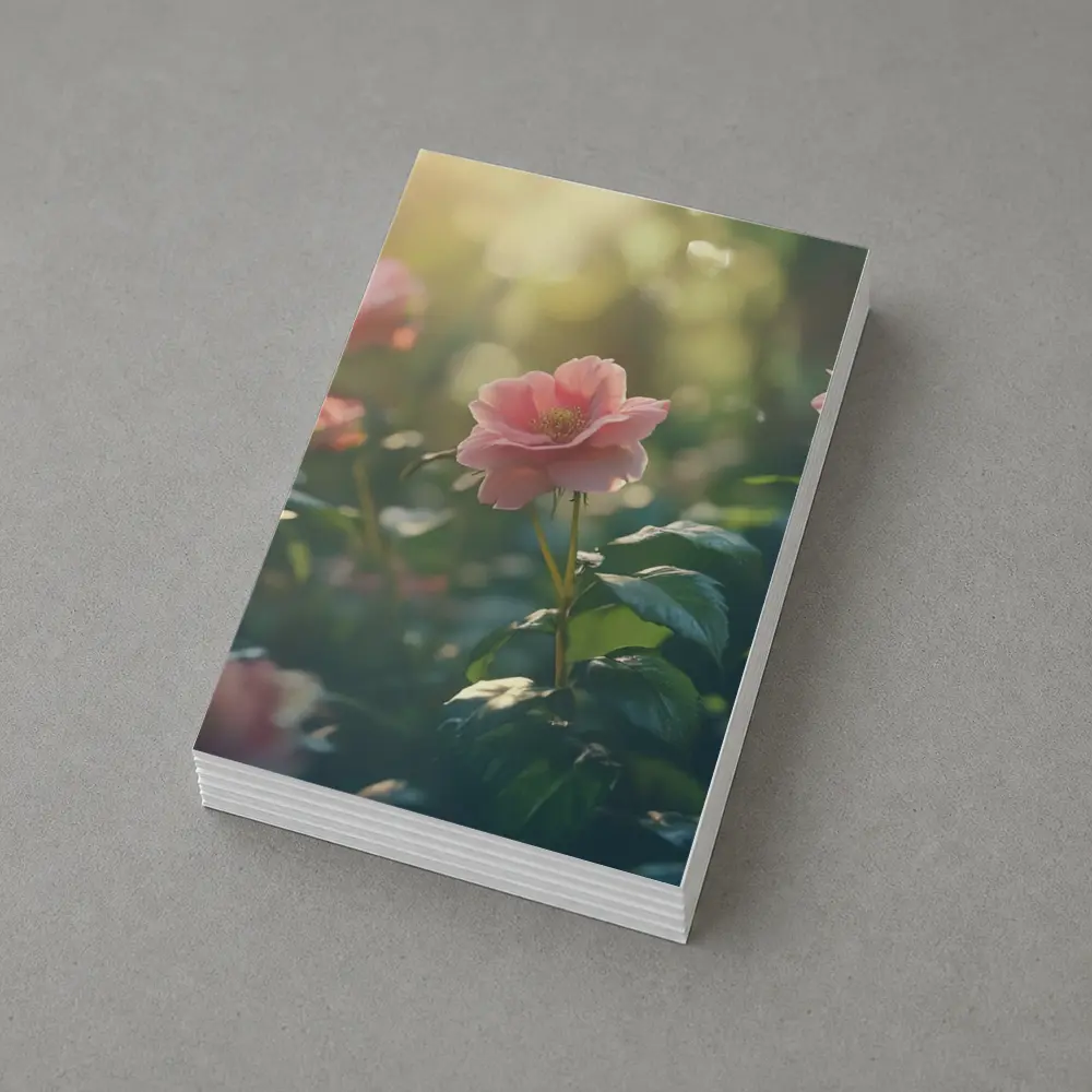 Pink Roses Garden Soft Sunlight Green Bokeh – Postcards