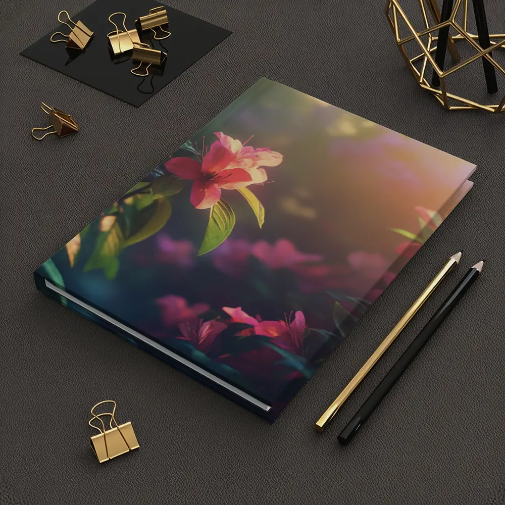 Pink Azalea Flowers Warm Garden Sunlight – Notebooks