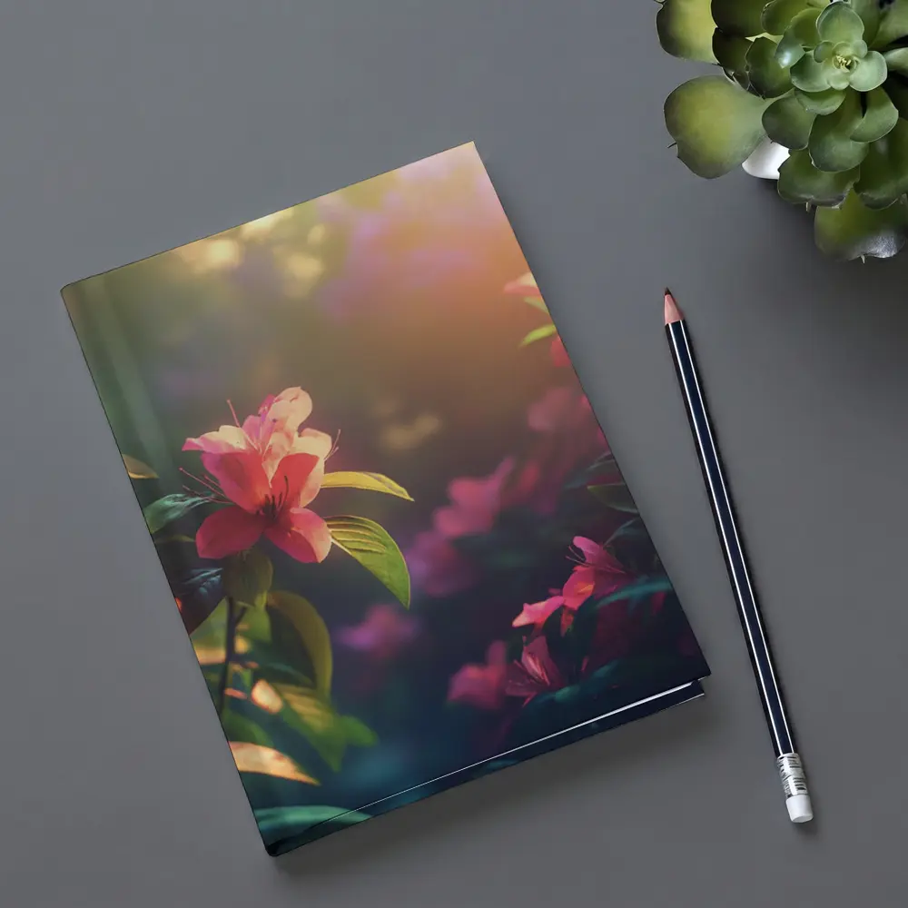 Pink Azalea Flowers Warm Garden Sunlight – Notebooks