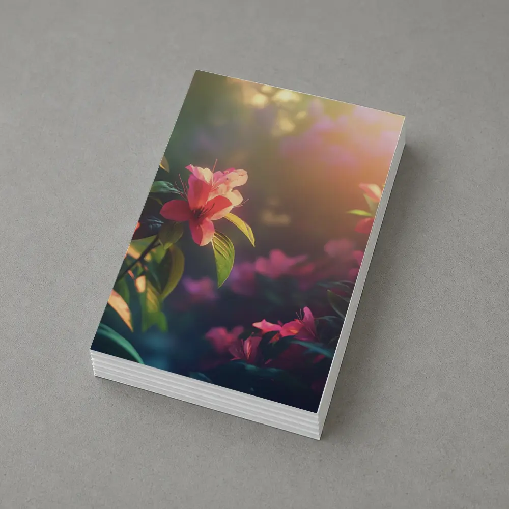 Pink Azalea Flowers Warm Garden Sunlight – Postcards