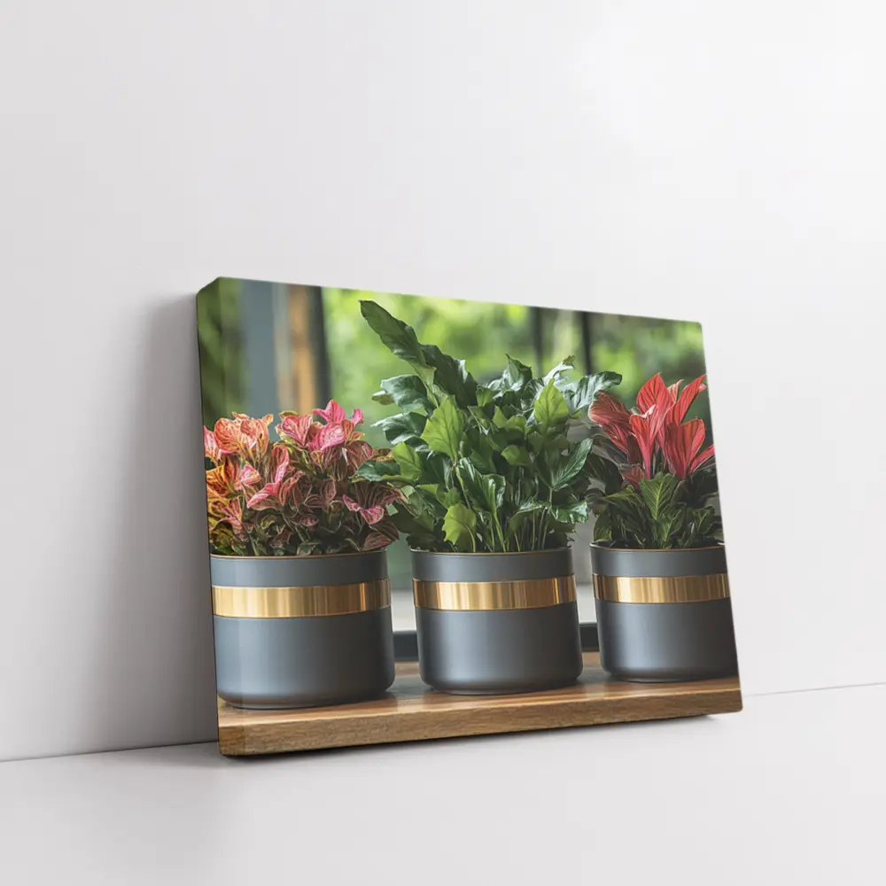 Dark Matte Pots Gold Band Indoor Plants – Wall Art