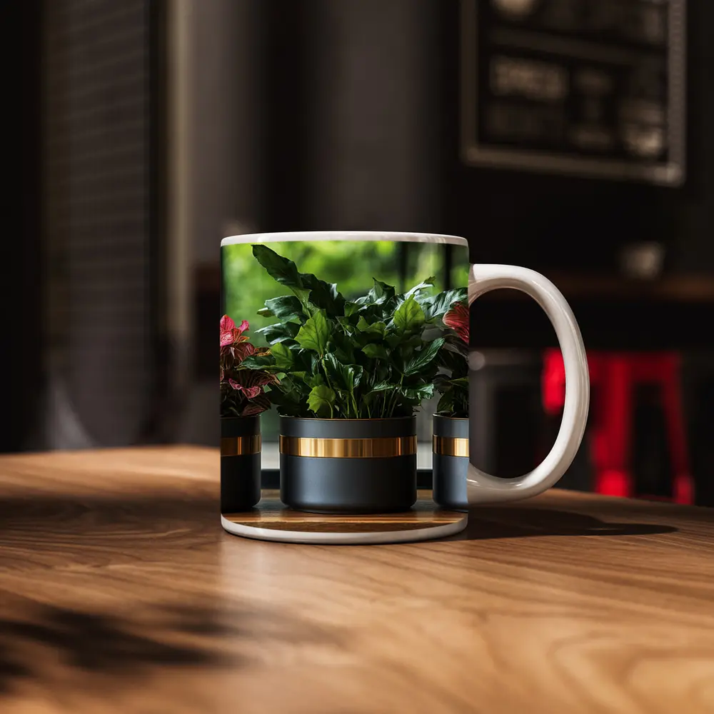 Dark Matte Pots Gold Band Indoor Plants – Mugs