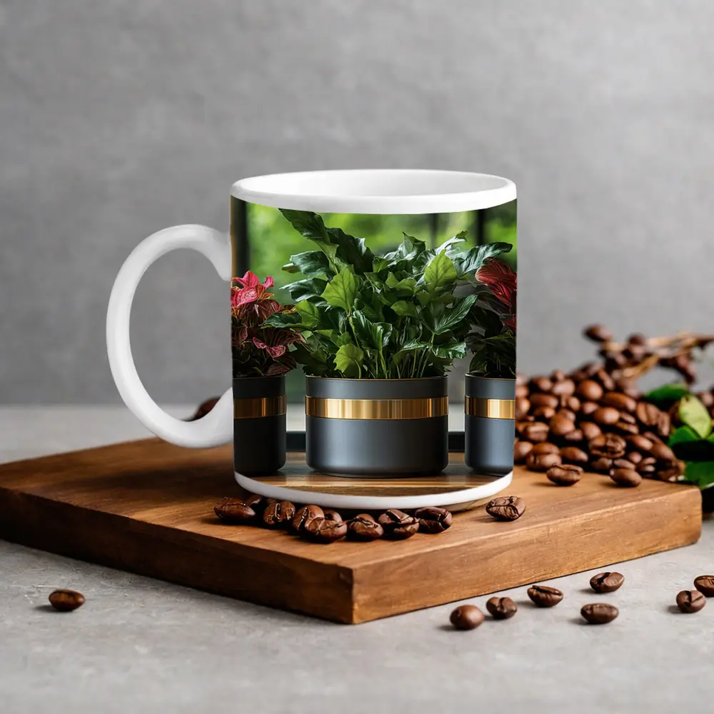 Dark Matte Pots Gold Band Indoor Plants – Mugs