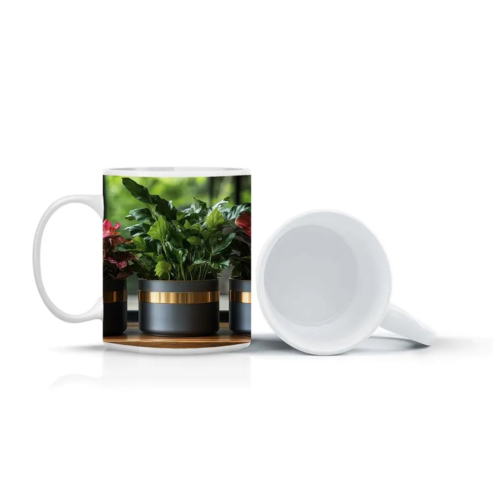 Dark Matte Pots Gold Band Indoor Plants – Mugs