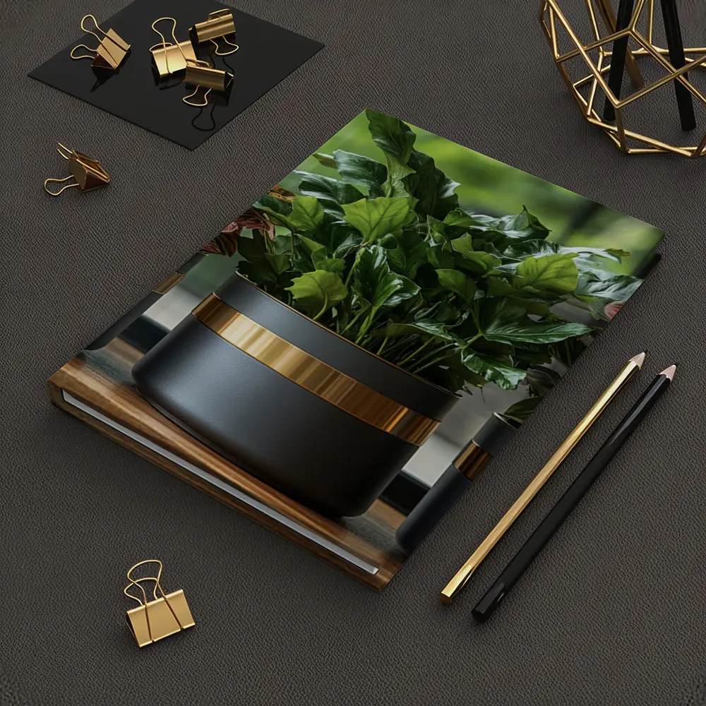 Dark Matte Pots Gold Band Indoor Plants – Notebooks
