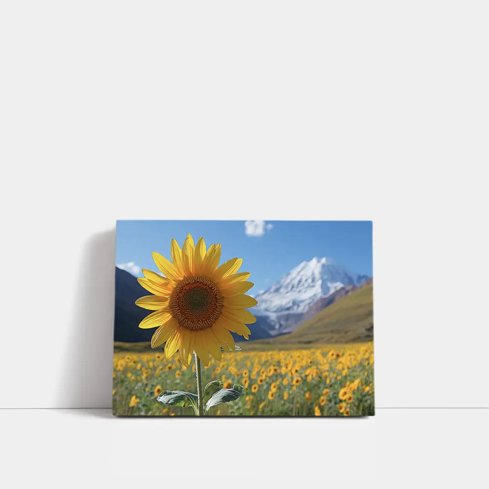 Sunflower Field Snow Mountain Blue Sky – Wall Art