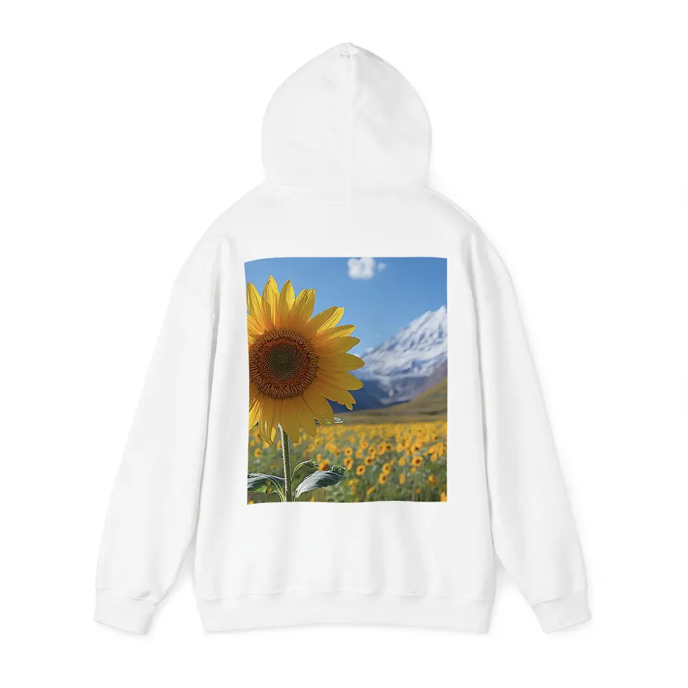 Sunflower Field Snow Mountain Blue Sky – Hoodies