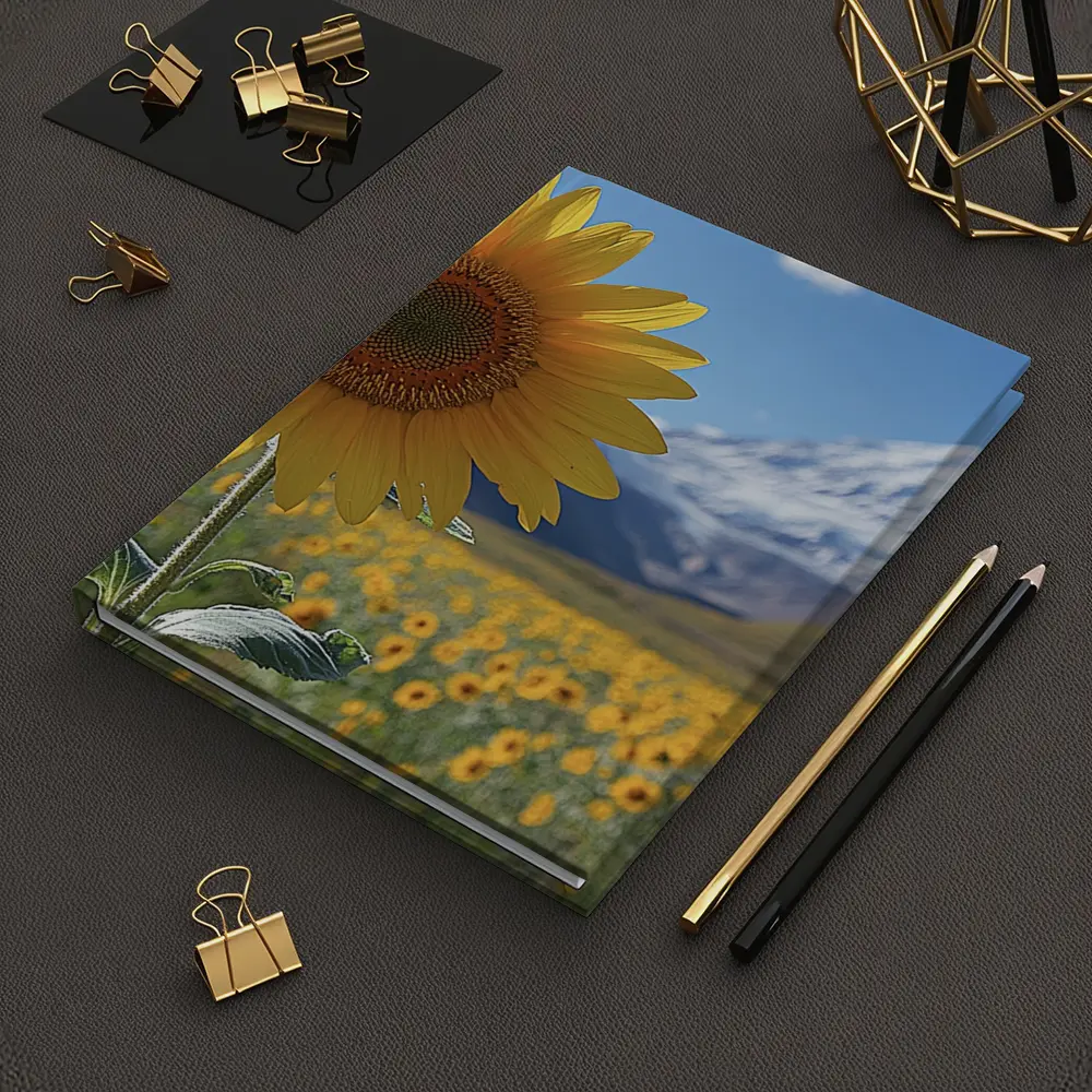 Sunflower Field Snow Mountain Blue Sky – Notebooks