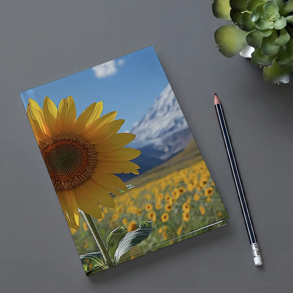 Sunflower Field Snow Mountain Blue Sky – Notebooks