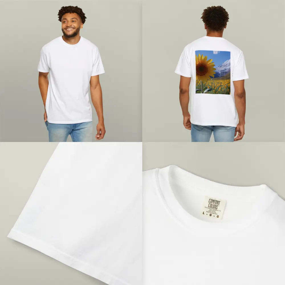 Sunflower Field Snow Mountain Blue Sky – T-Shirts
