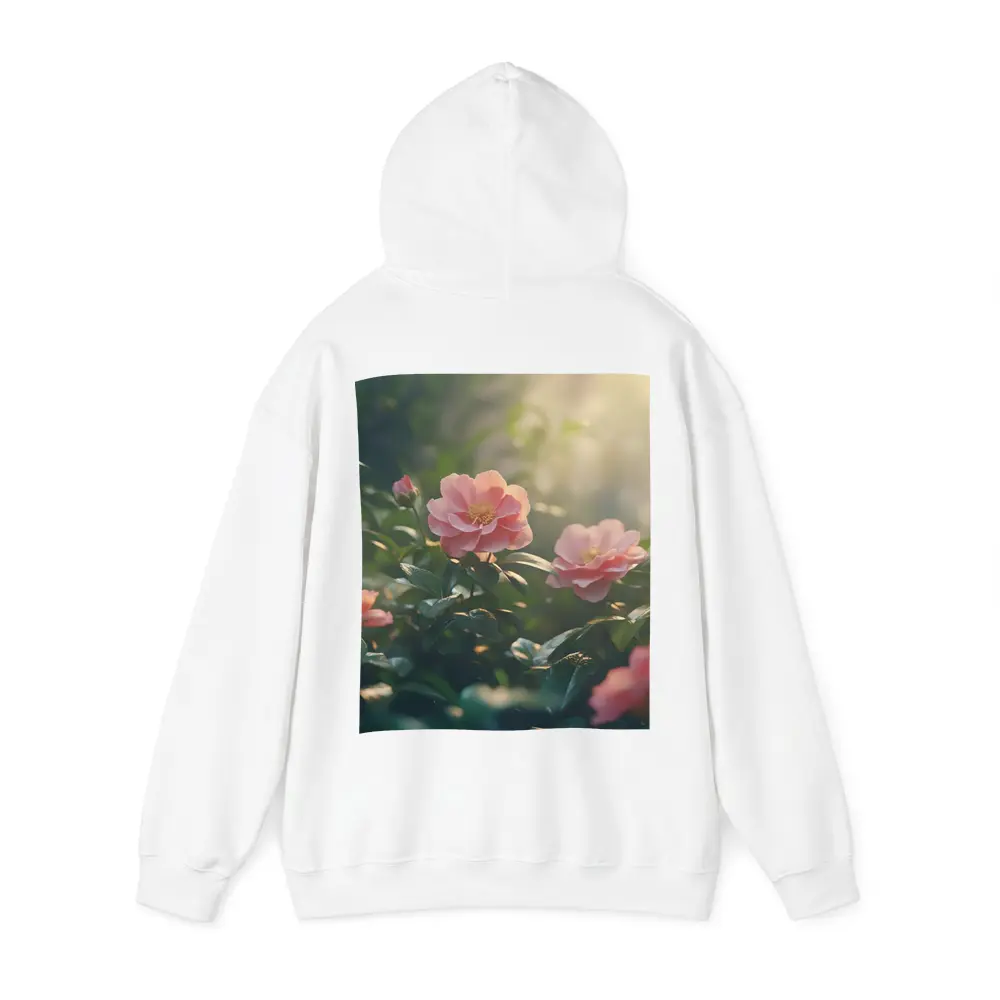 Pink Roses Blooming in Sunlit Garden – Hoodies