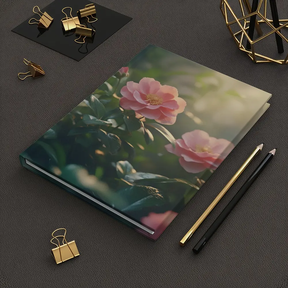 Pink Roses Blooming in Sunlit Garden – Notebooks