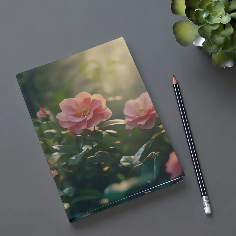 Pink Roses Blooming in Sunlit Garden – Notebooks