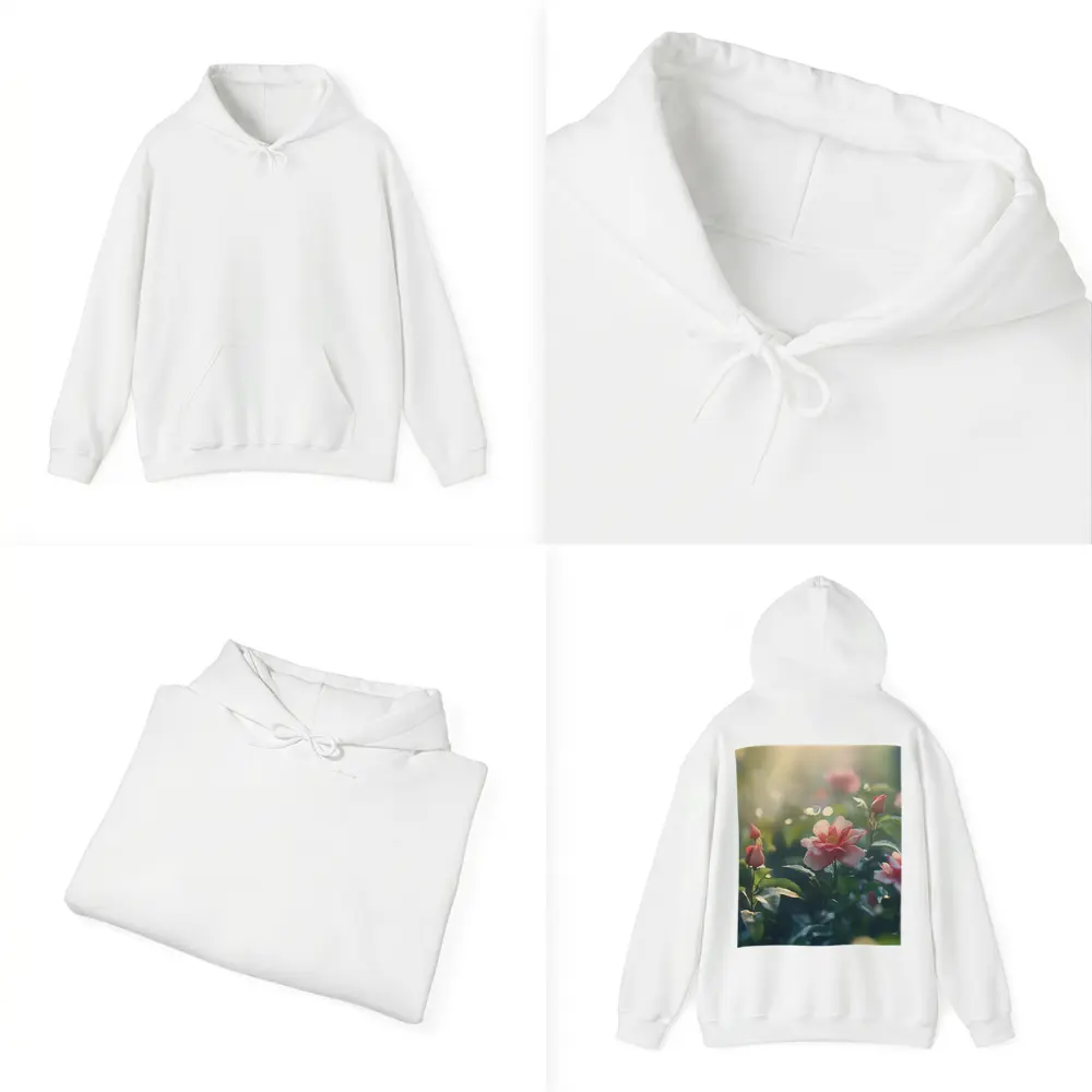 Pink Roses Blooming in Sunny Garden – Hoodies