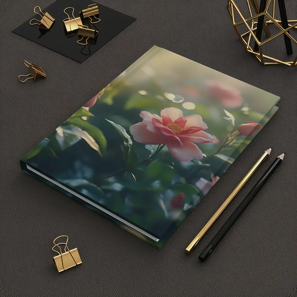 Pink Roses Blooming in Sunny Garden – Notebooks