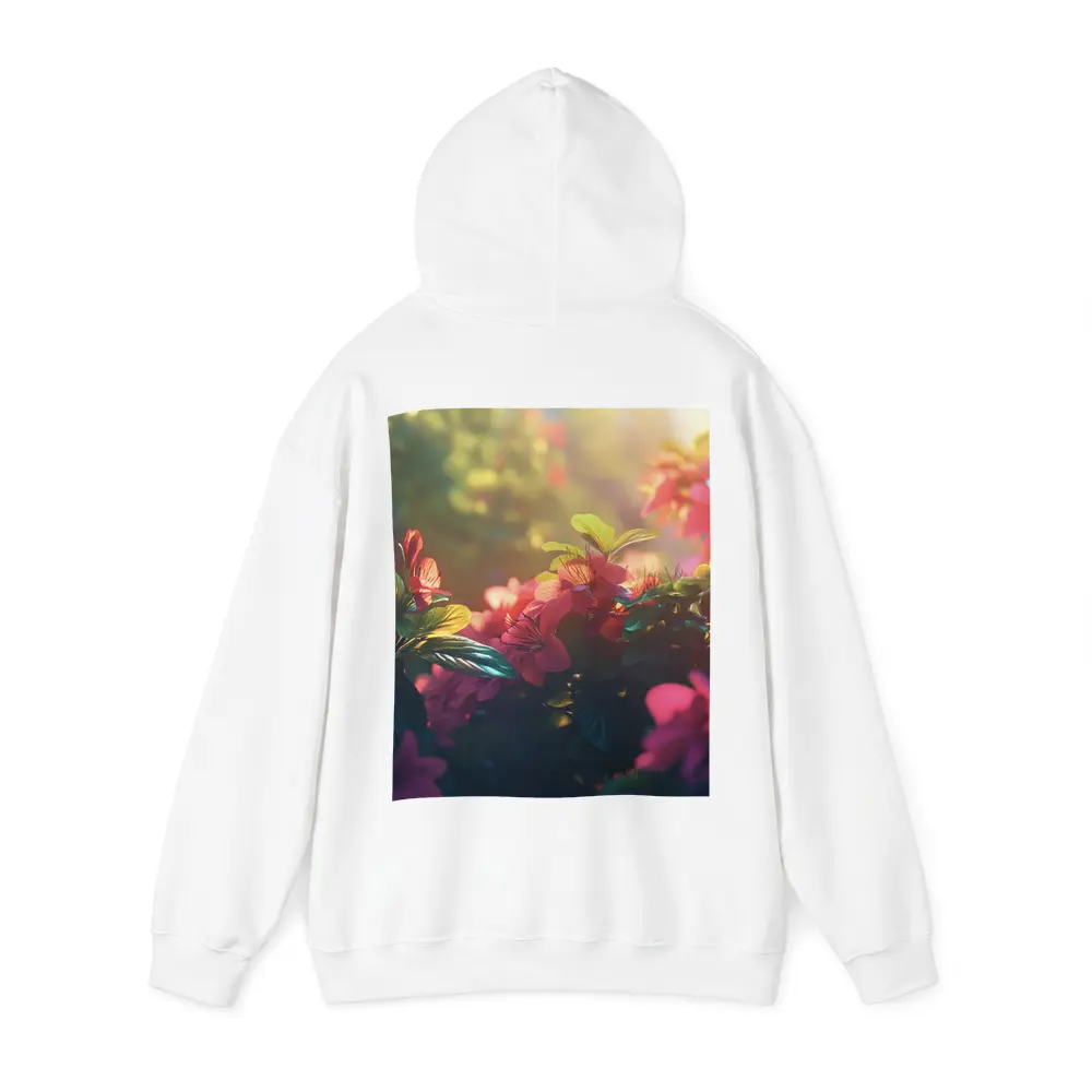 Pink Red Flowers Sunlit Garden Green Leaves – Hoodies